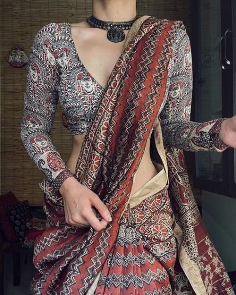 Elegant Chanderi Fabric Same Print Saree