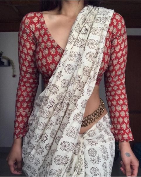 Elegant Chanderi Fabric Same Print Saree