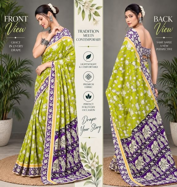 Hand Work Process Cotton Fabric Saree