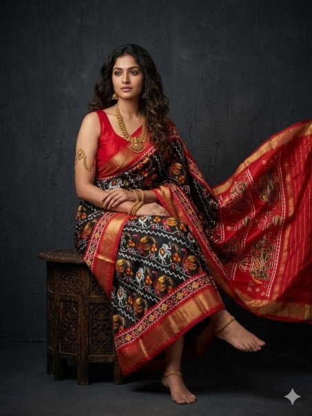 Kalamkari  Pattern Silk Fabric  Sarees