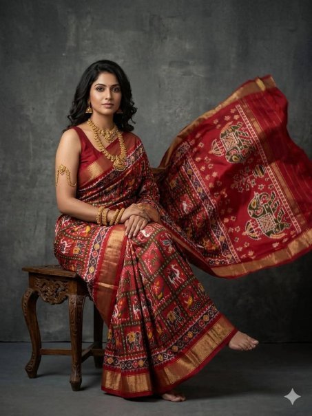 Kalamkari  Pattern Silk Fabric  Sarees